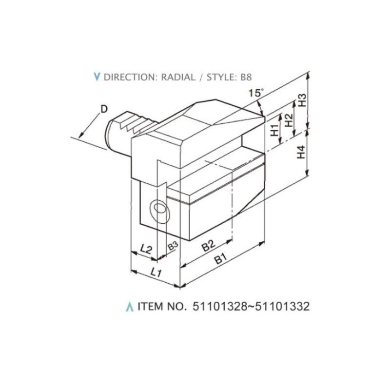 حوامل ثابتة شعاعية DIN 69880 (النمط: B8)