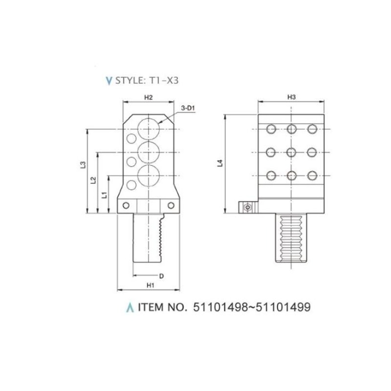 حوامل ثابتة محورية DIN 69880 (النمط: T1-X3)