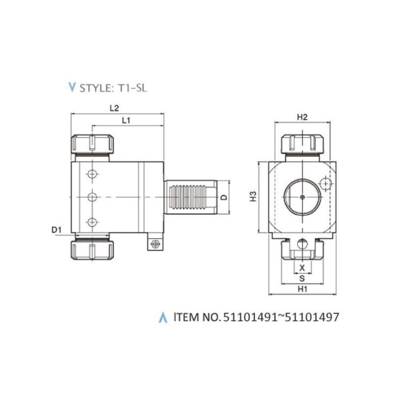 حوامل ثابتة محورية DIN 69800 (النمط: T1-SL)