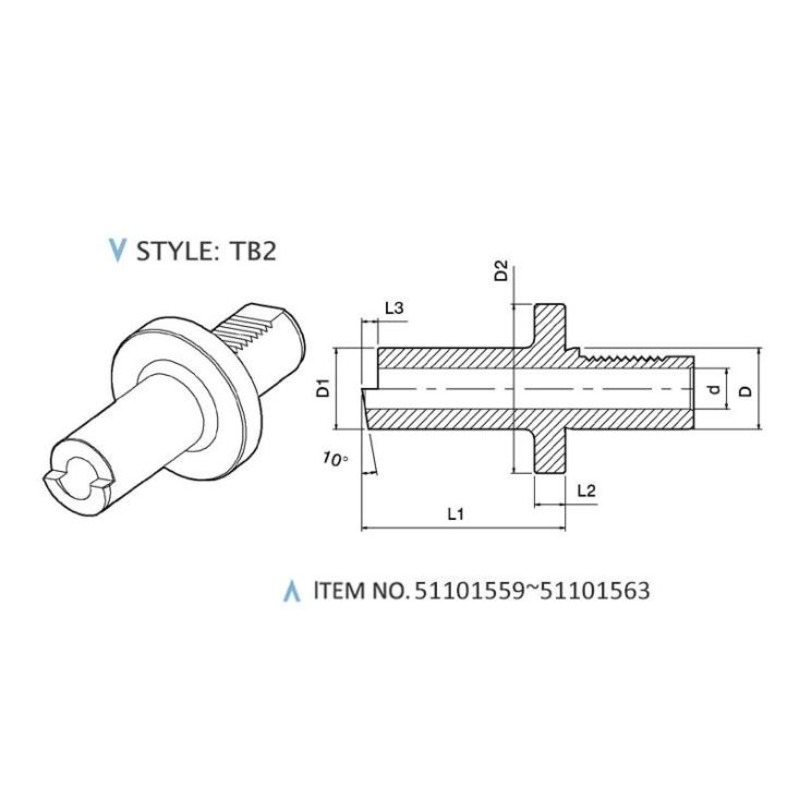 DIN 69880 مماسك الاختبار (النمط: TB2)