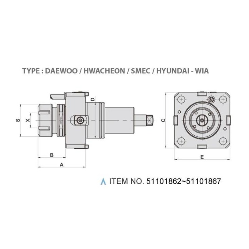 رأس التفريز والحفر المحوري (0 درجة) (النوع: DAEWOO / HWACHEON / SMEC / HYUNDAI - WIA)