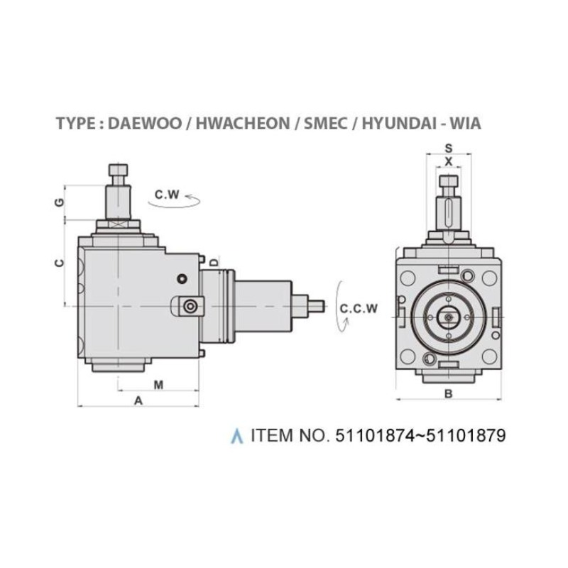 رأس حفر وتفريز شعاعي (90 درجة) (النوع: DAEWOO / HWACHEON / SMEC / HYUNDAI - WIA)
