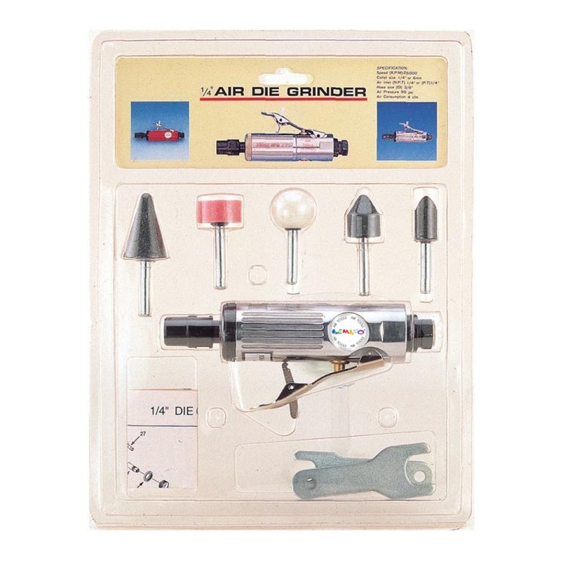 Kit de retificadora pneumática de 1/4" (8 peças)