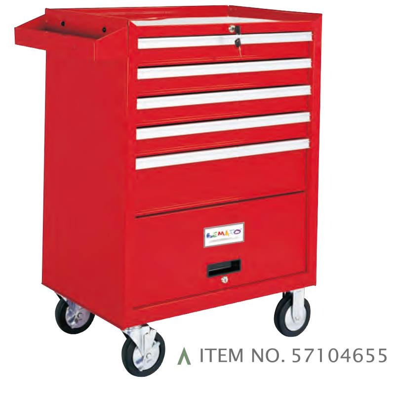 Xe đẩy 5 ngăn kéo với ngăn chứa đồ lớn, ray trượt bi.