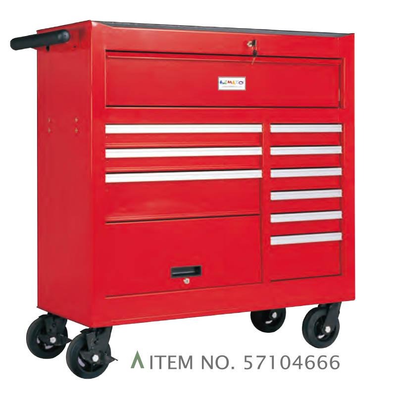 Xe đẩy 10 ngăn kéo với ngăn chứa đồ lớn, ray trượt bi giúp đóng kín hoàn toàn các ngăn kệ.