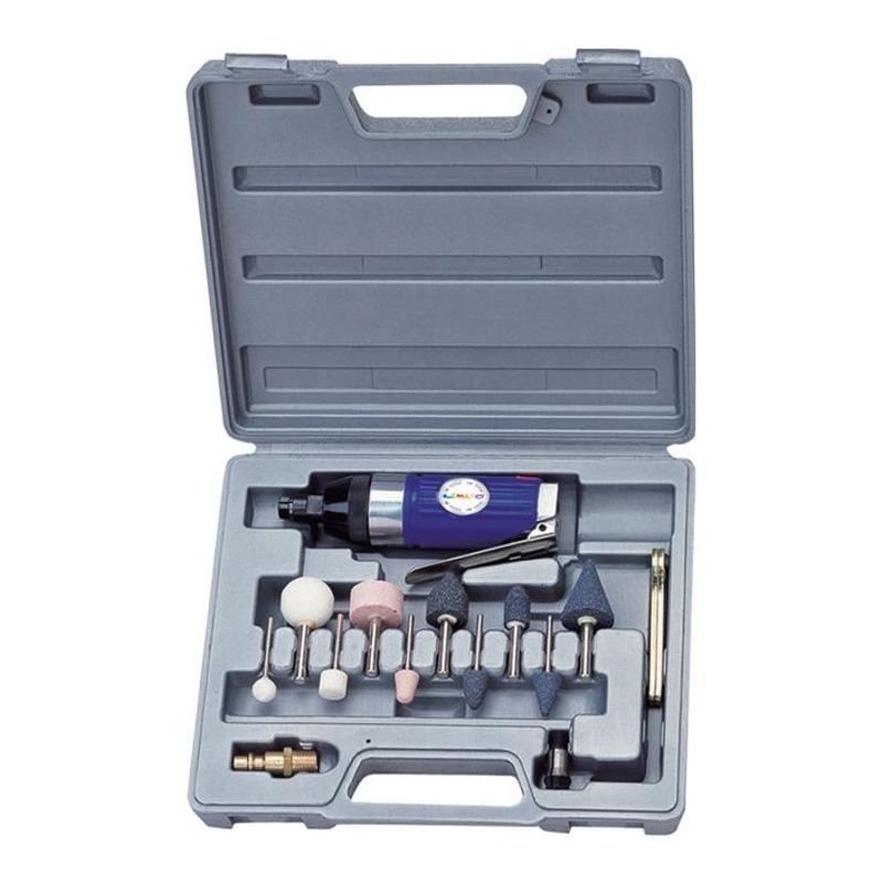 Kit de mini retificadora pneumática de 3/8" (16 peças)