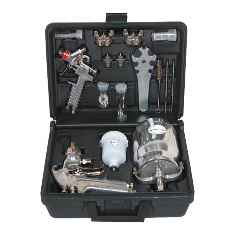 KIT DE PISTOLA PULVERIZADORA DE AIRE CON ALIMENTACIÓN POR GRAVEDAD Y SUCCIÓN PARA DETALLES