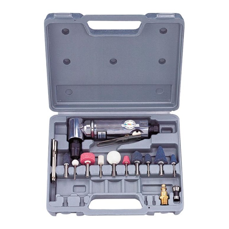 Kit de retificadora pneumática de ângulo reto de 1/4" (16 peças)